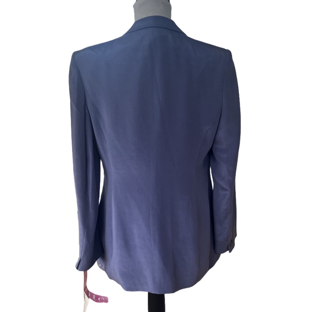 Rena Rowan Essentials Women's Blue Single-button Silk Blazer 10P - Picture 2 of 5
